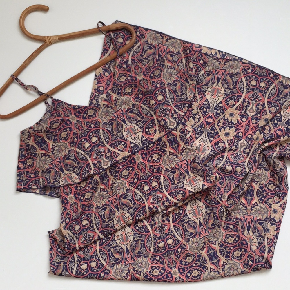 Boho Maxi Summer Dress Pink & Blue Floral